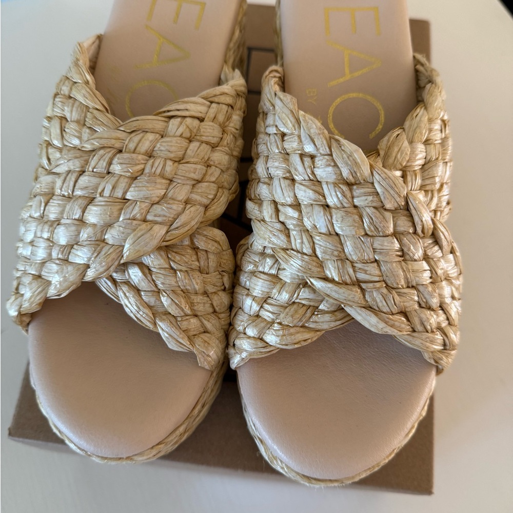 Beige Woven Women's Sandals